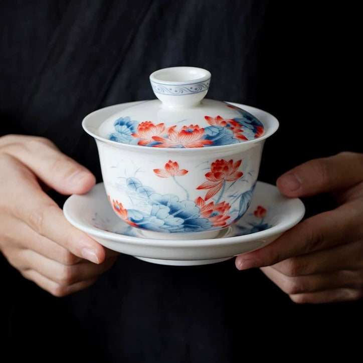 Lotus Blossom Ceramic Gaiwan