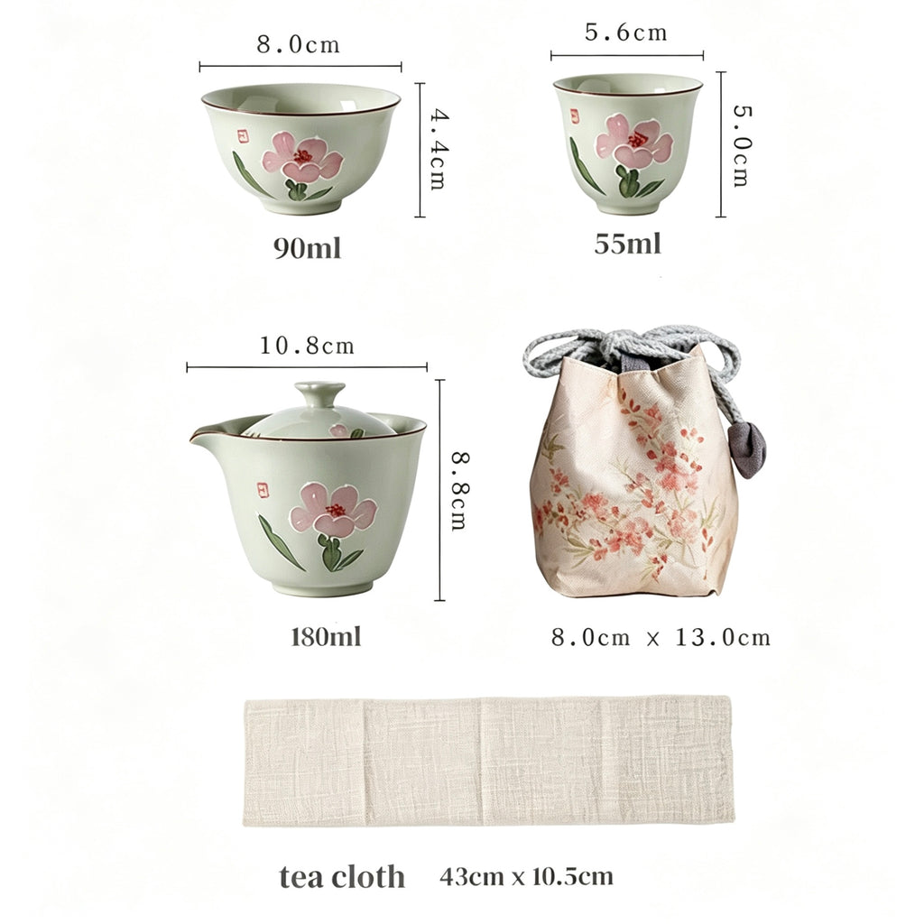 Blossom Journey: Portable Begonia Travel Tea Set