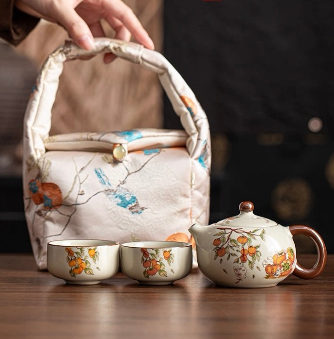 Portable Persimmon Travel Tea Set