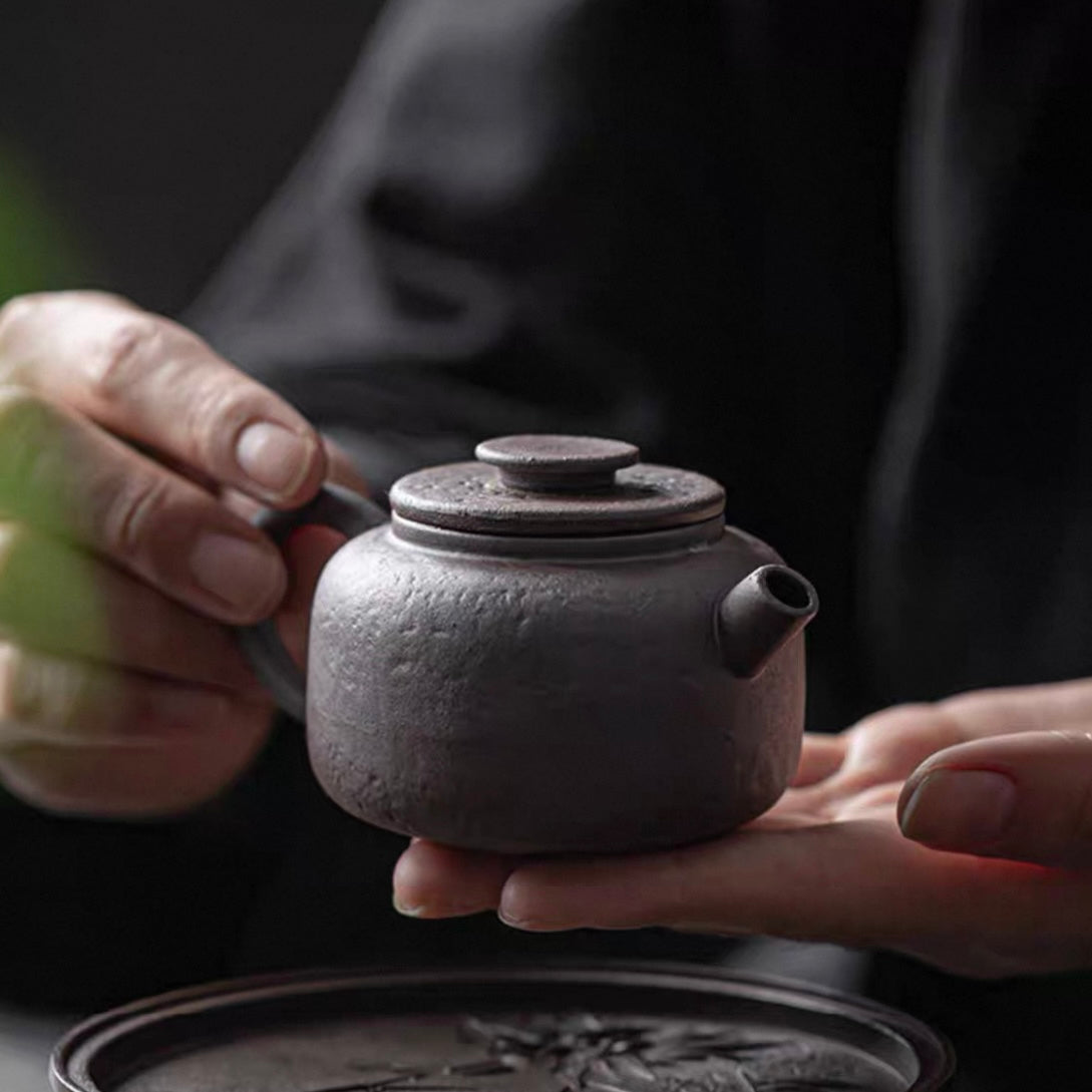 Rustic Wabi-Sabi Wood-Fired Stoneware Teapot