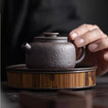 Rustic Wabi-Sabi Wood-Fired Stoneware Teapot