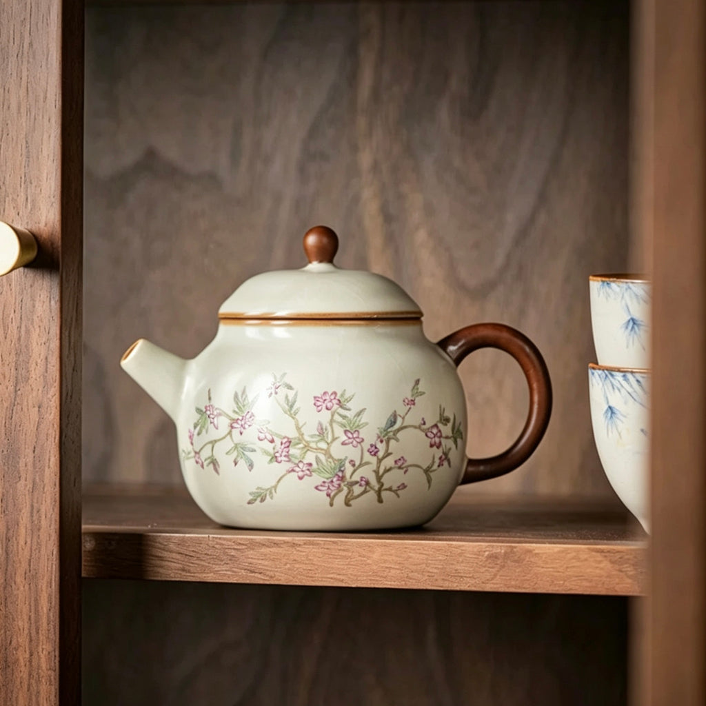 Elegant Magnolia Blossom Teapot &amp; Cup Set
