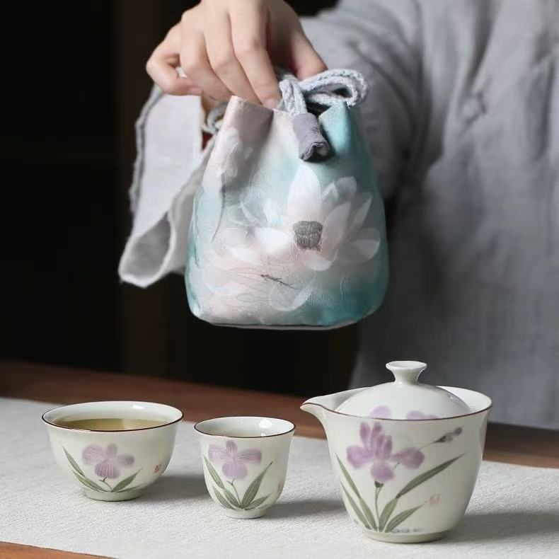 Orchid Serenity: Portable Quick-Cup Travel Tea Set
