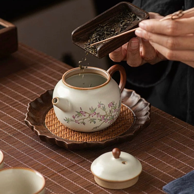 Elegant Magnolia Blossom Teapot &amp; Cup Set