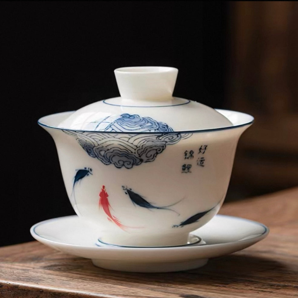 "Lucky Koi" Auspicious Cloud Gaiwan