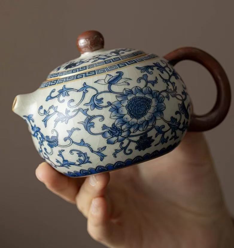 Heritage Blue and White Intertwining Lotus Teapot