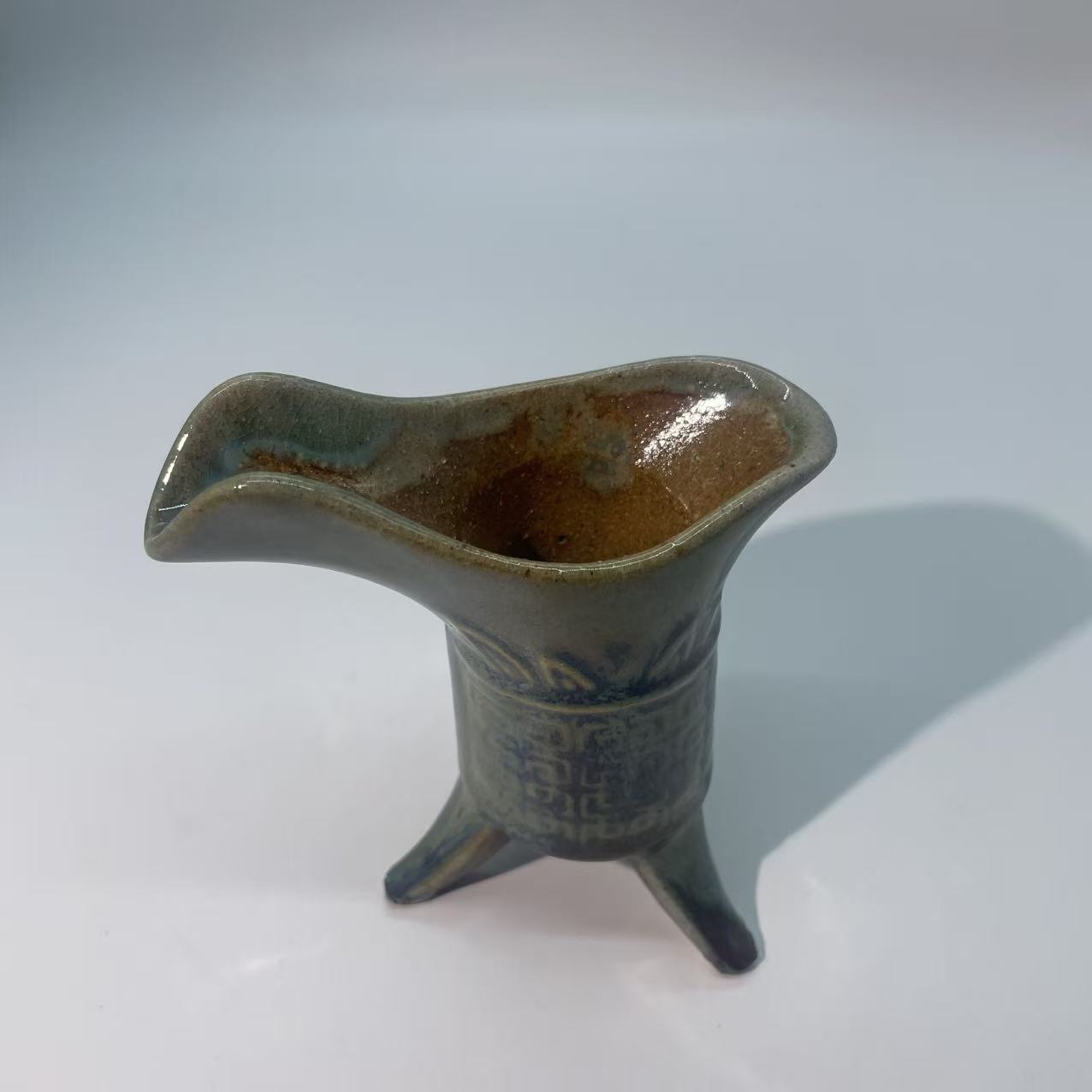 Wood-fired "Jue" Ritual Vessel for wine or tea