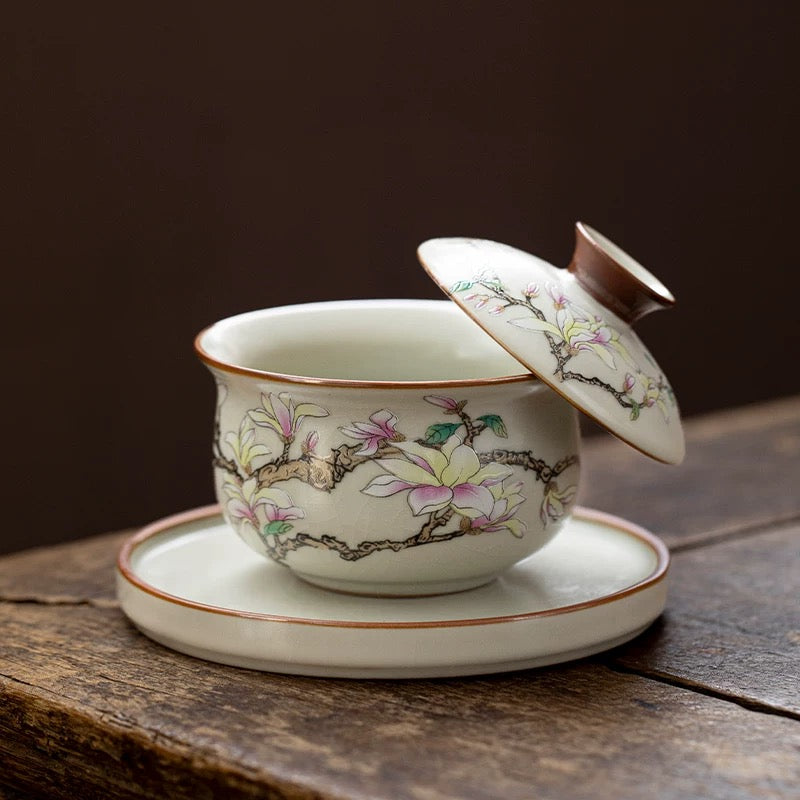 Magnolia Blossom Ceramic Gaiwan