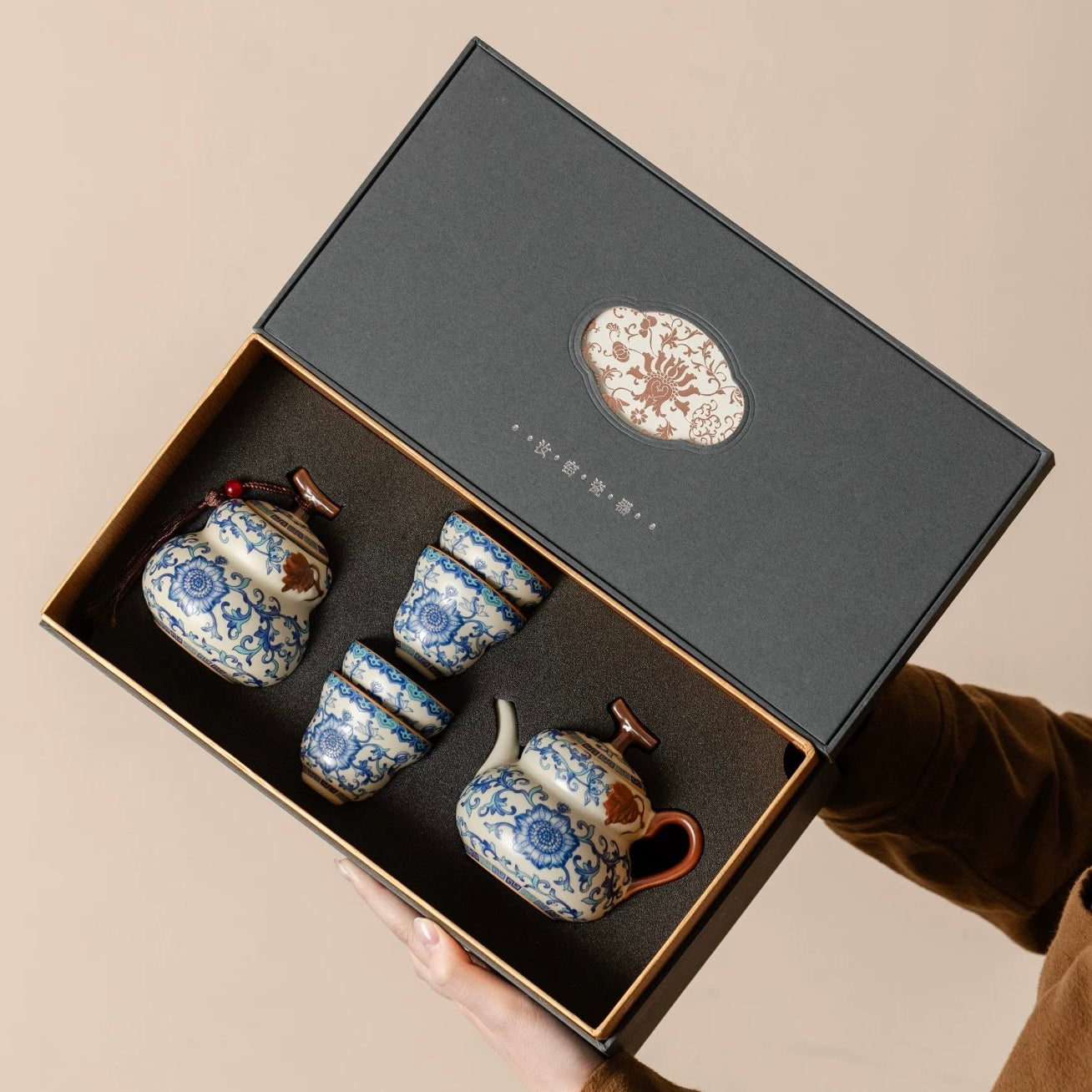 Exquisite Blue and White Porcelain Tea Set