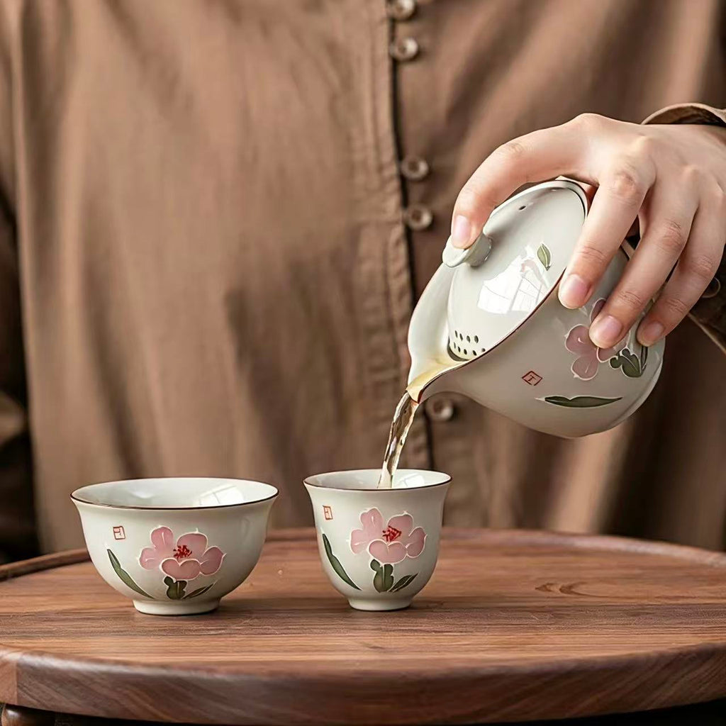 Blossom Journey: Portable Begonia Travel Tea Set