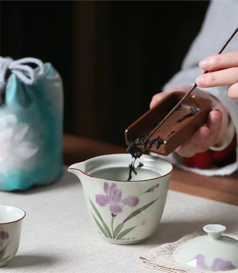 Orchid Serenity: Portable Quick-Cup Travel Tea Set
