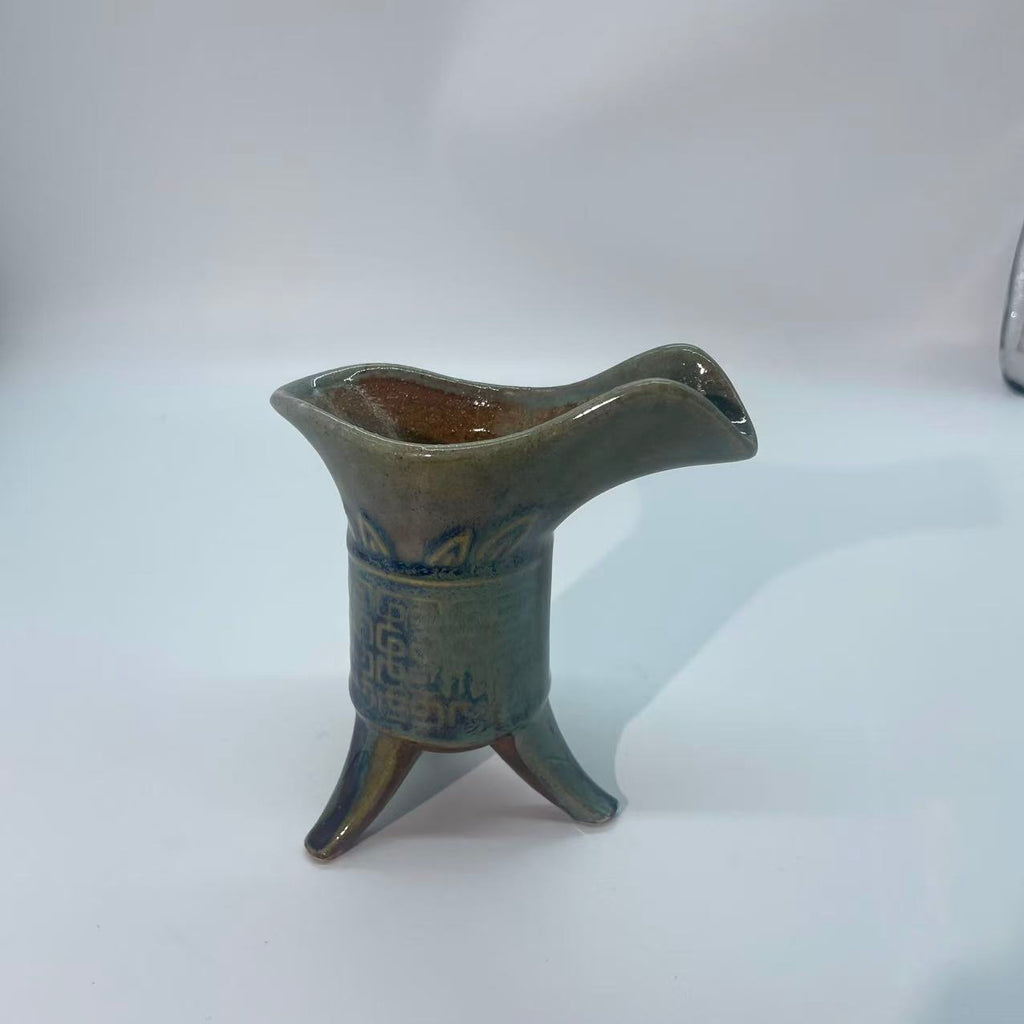 Wood-fired "Jue" Ritual Vessel for wine or tea