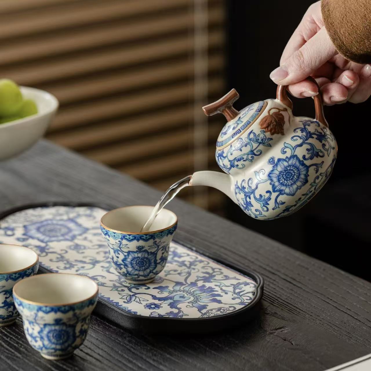 Exquisite Blue and White Porcelain Tea Set