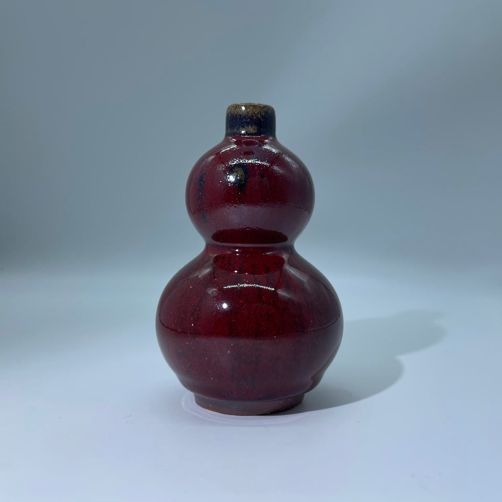 Crimson Ember Handcrafted Gourd Vase