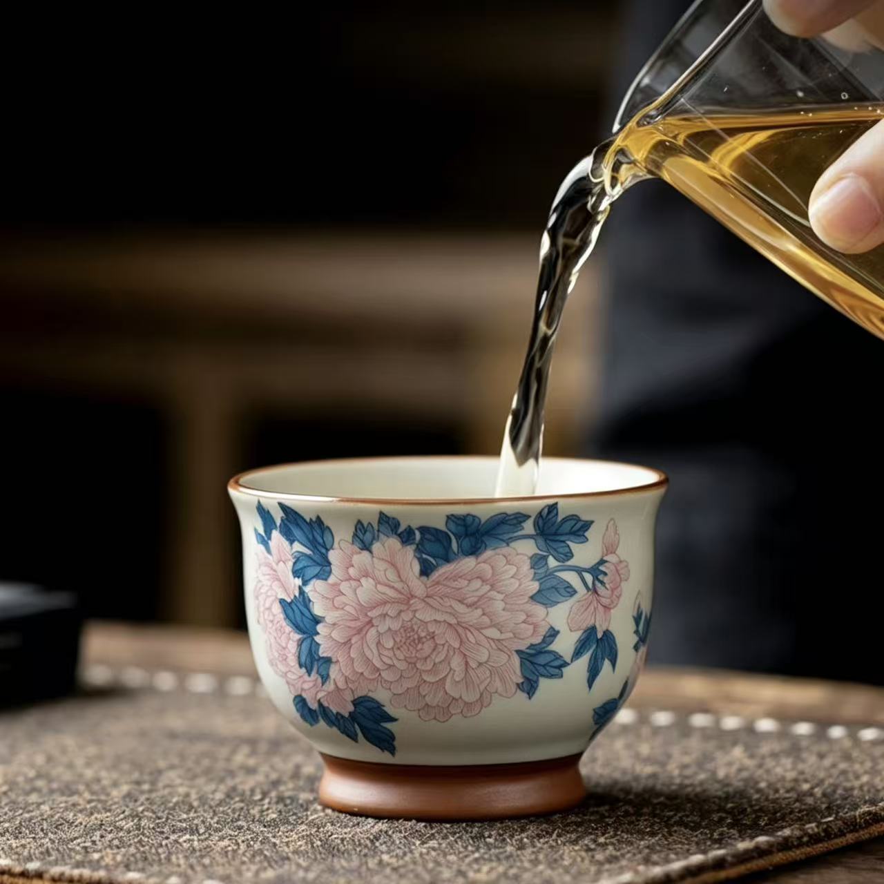 Prosperity Peony Blossom Ceramic Gaiwan