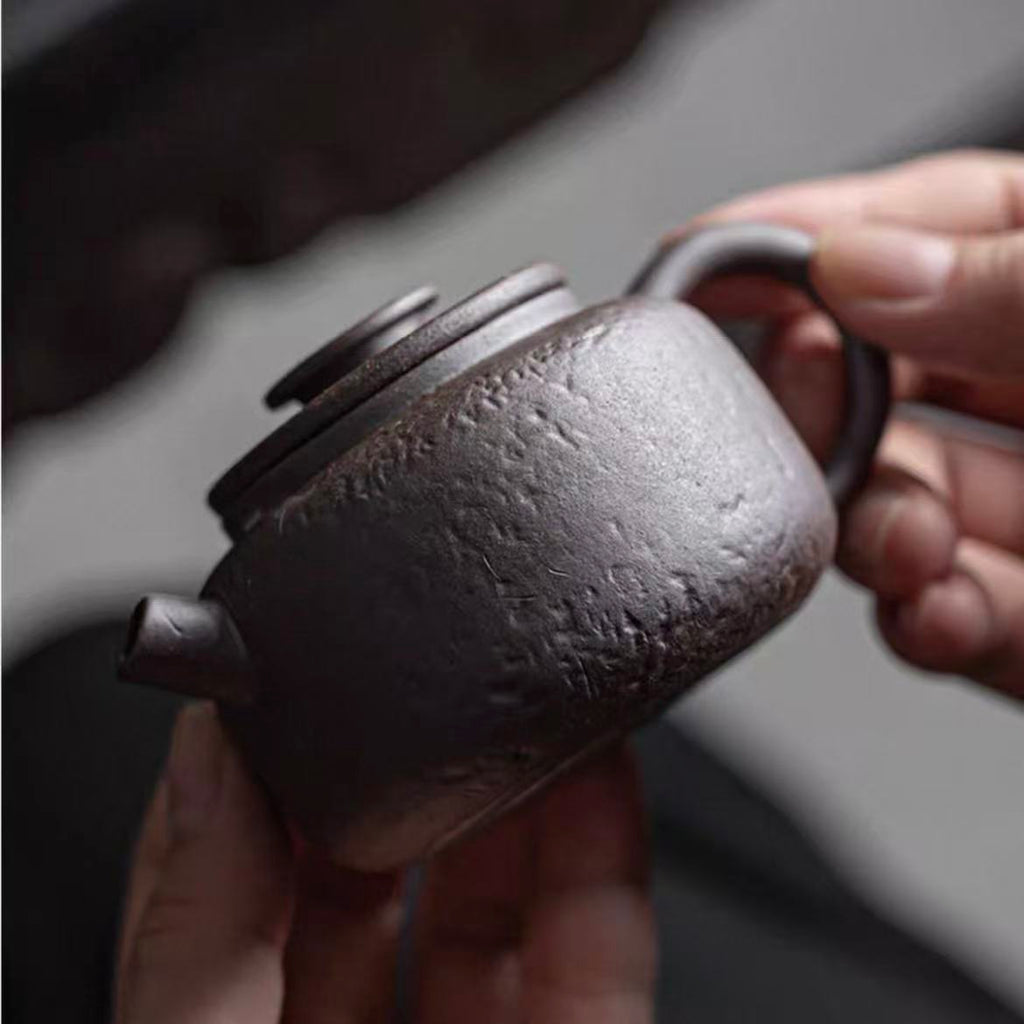Rustic Wabi-Sabi Wood-Fired Stoneware Teapot