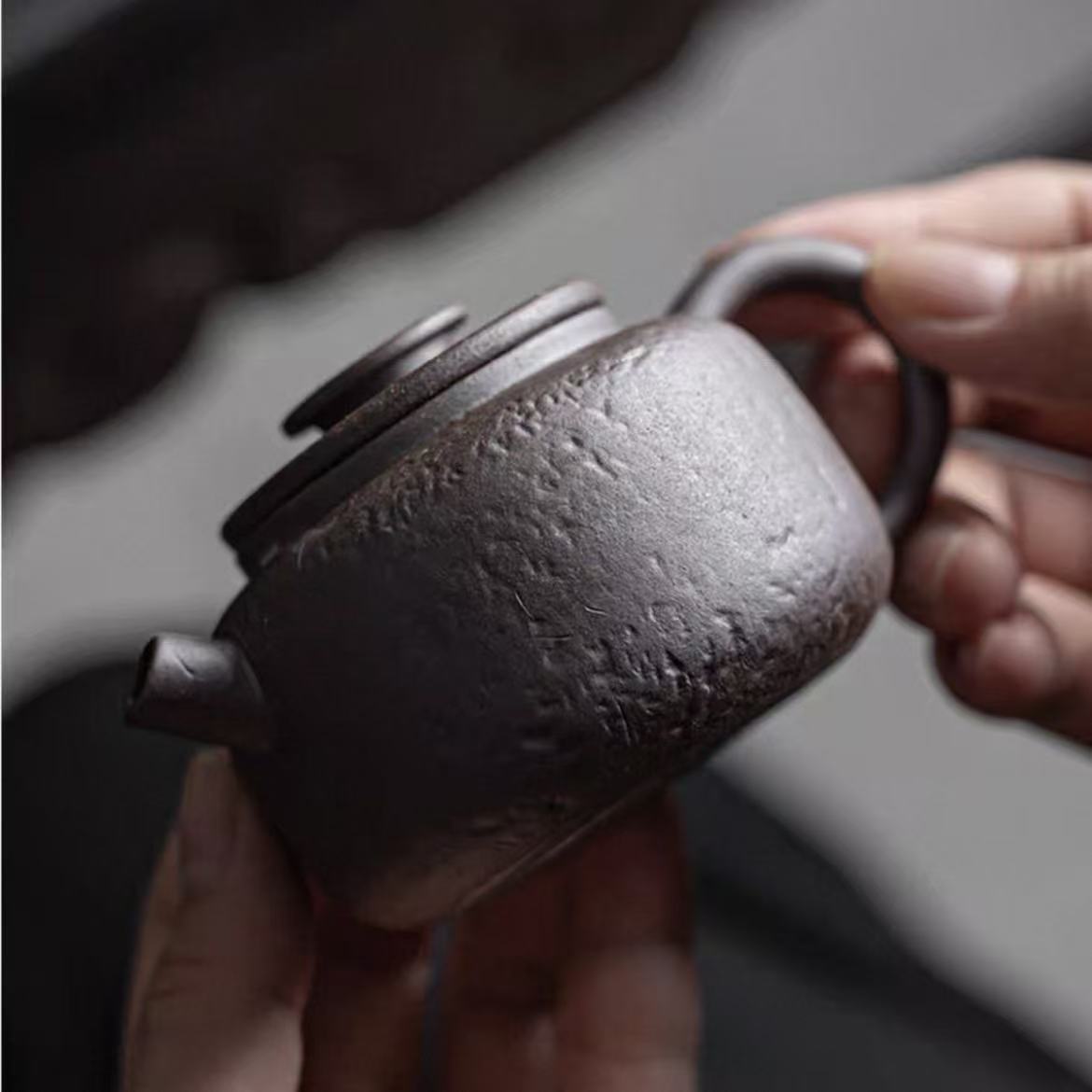 Rustic Wabi-Sabi Wood-Fired Stoneware Teapot