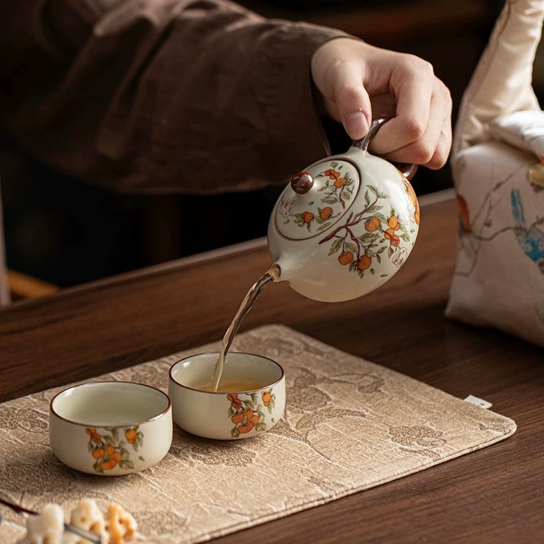 Portable Persimmon Travel Tea Set