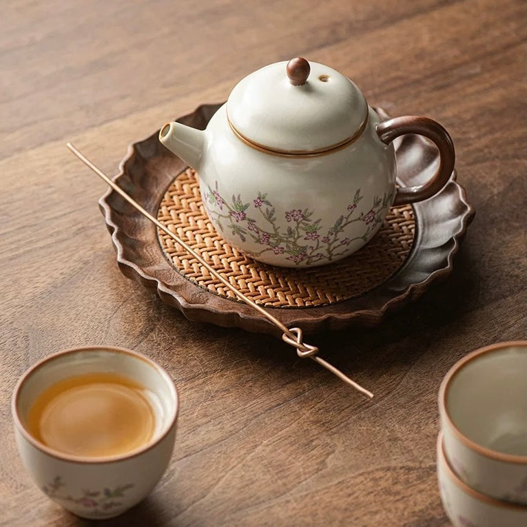 Elegant Magnolia Blossom Teapot &amp; Cup Set