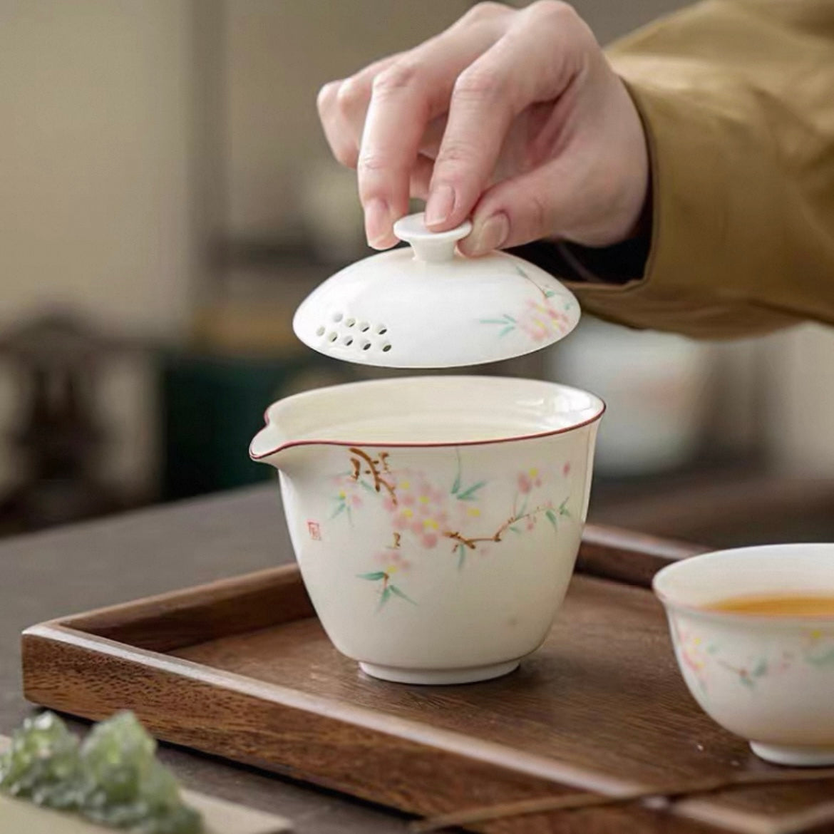 Spring Whisper: Portable Peach Blossom Travel Tea Set