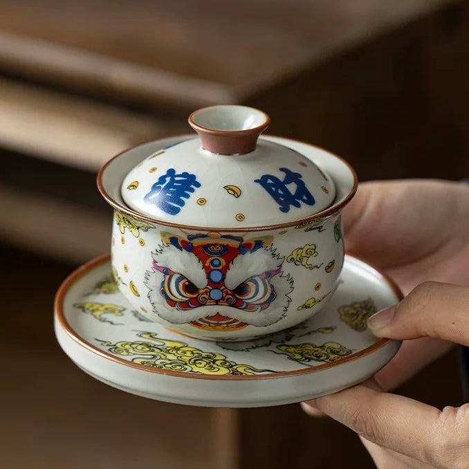 Auspicious Lion Dance Gaiwan