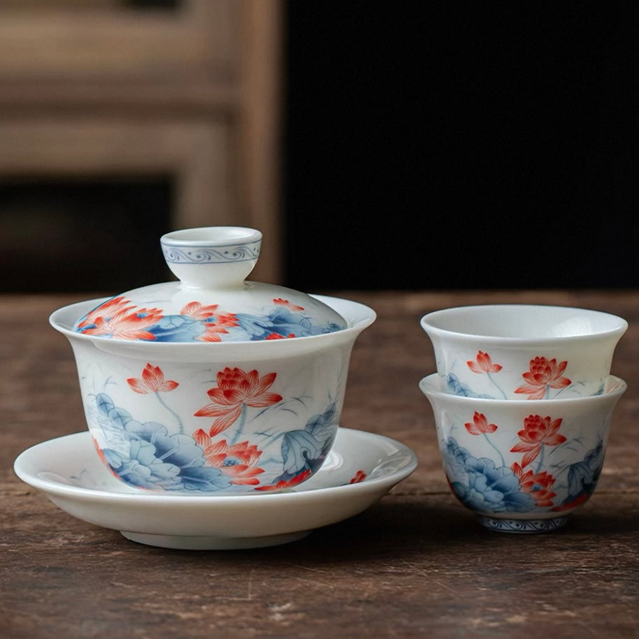 Lotus Blossom Ceramic Gaiwan