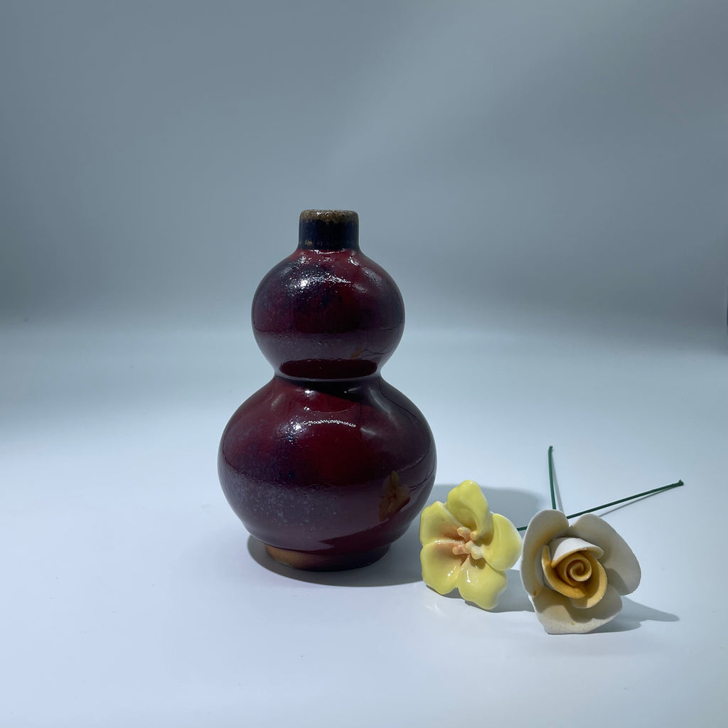 Crimson Ember Handcrafted Gourd Vase