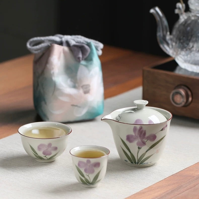 Orchid Serenity: Portable Quick-Cup Travel Tea Set