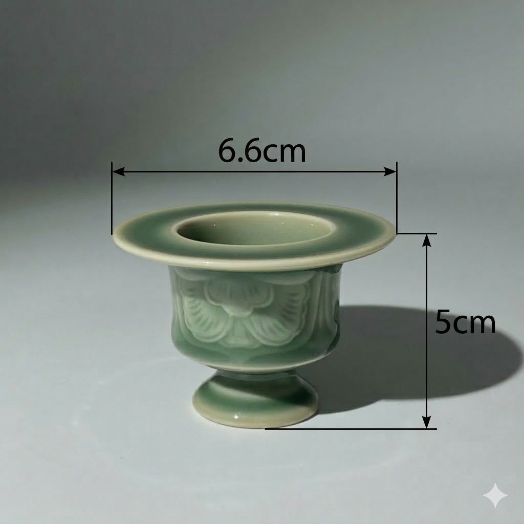 Azure Petal · Handcrafted Mini Celadon Censer for Stick Incense